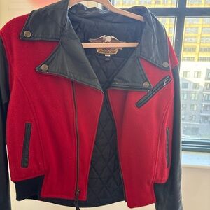 Harley-Davidson Red and Black Quilted Moto Bomber Jacket